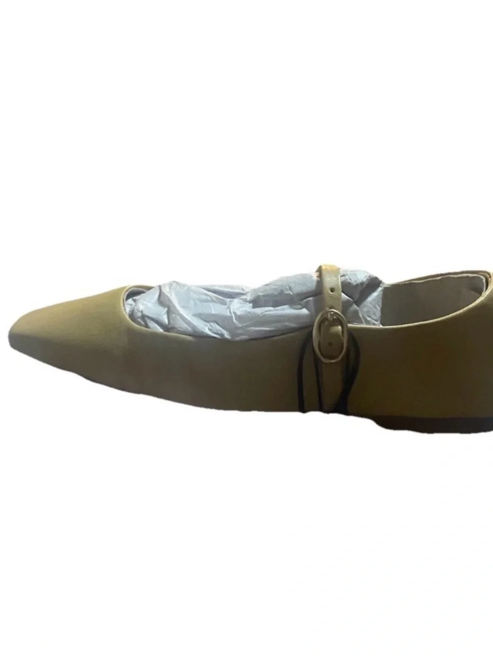 Zara Size 5 Girls Leather Pointed Mary Jane Flats in Tan Big Kids Formal NWT